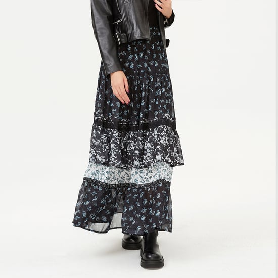 Long tiered ruffle printed skirt - Image 2