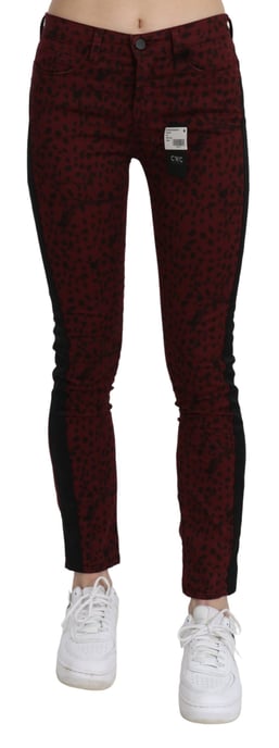 Jeans de algodón de corte ajustado de cintura media color rojo oscuro para mujer de Costume National - Image 1