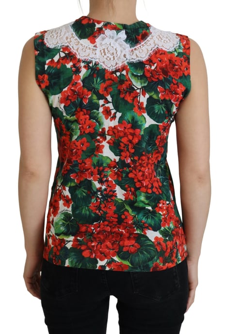 Top sin mangas de encaje de lana blanca con flores para mujer de Dolce & Gabbana - Image 3