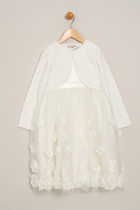 Cream Dress and Cardigan 2-Piece Set