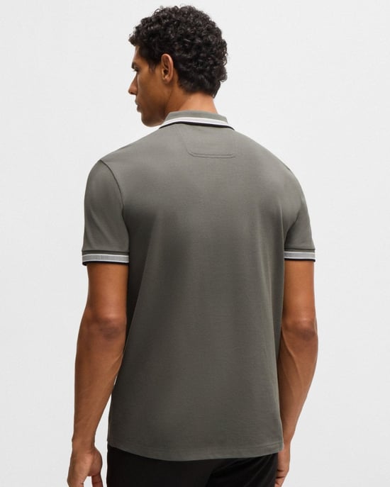 BOSS Green Paddy Mens Cotton-Piqué Polo Shirt with Contrast Logo - Image 4