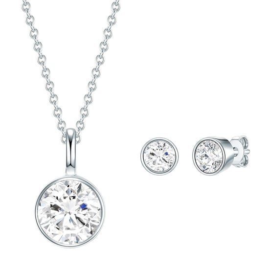 Set (necklace + stud earring) sterling silver embellished with swarovski crystals® white Rafaela Donata