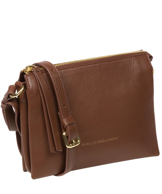'Niki' Dark Tan Nappa Leather Cross Body Bag