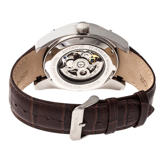 Reloj automático Heritor Daniels semiesqueleto con correa de cuero - Image 2