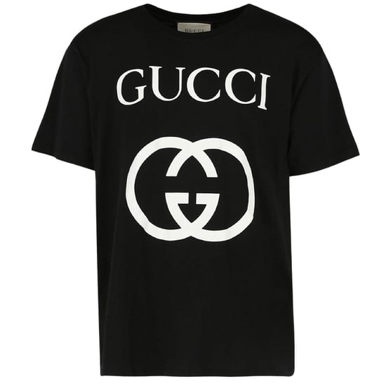 Camiseta negra ajustada con logo GG entrelazado de Gucci - Image 1
