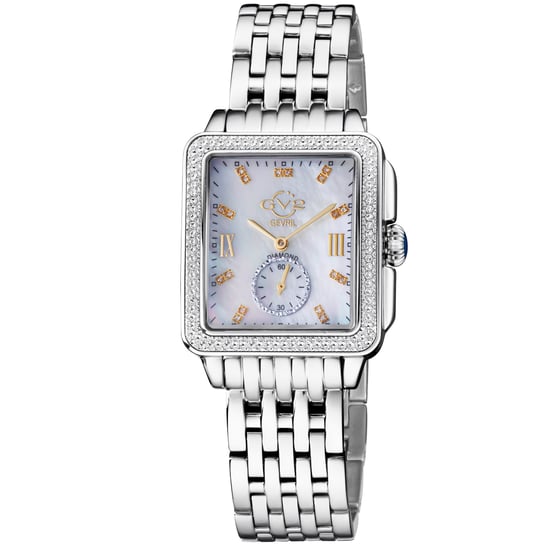 GV2 Reloj de pulsera de acero inoxidable con esfera de nácar y diamantes de cuarzo suizo Bari para mujer - Image 1