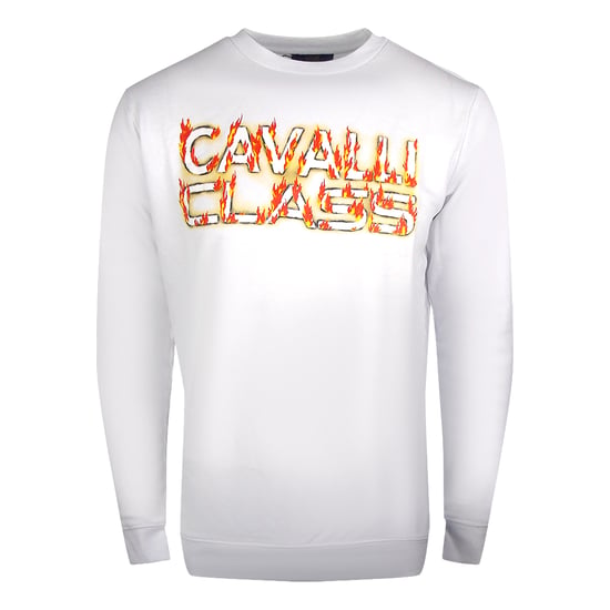 Cavalli Class Fire Logo Design Sudadera blanca - Image 1
