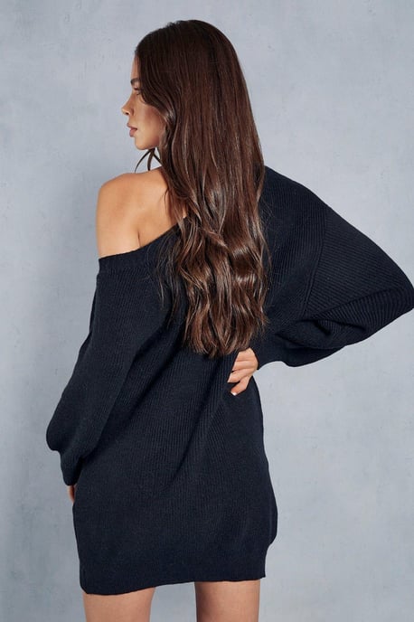 Knitted Oversized Off The Shoulder Jumper Dress