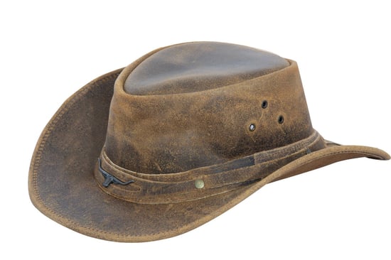 Sombrero australiano de cuero auténtico de vaquero, sombrero australiano marrón tostado estilo western outback - Image 1