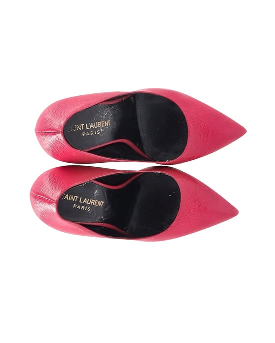 Saint Laurent Platform Pumps in Pink Leather - Image 6