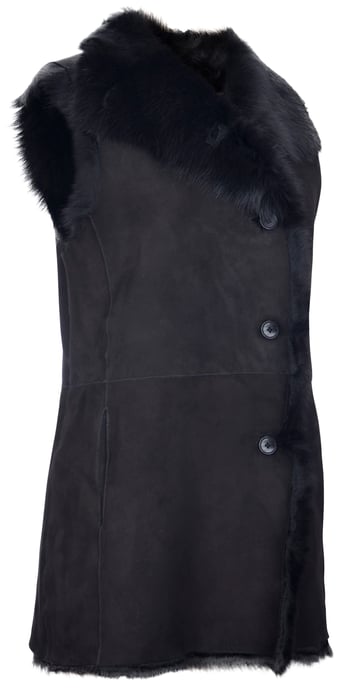 Women's Black Toscana Sheepskin Buttoned Gilet-Manama