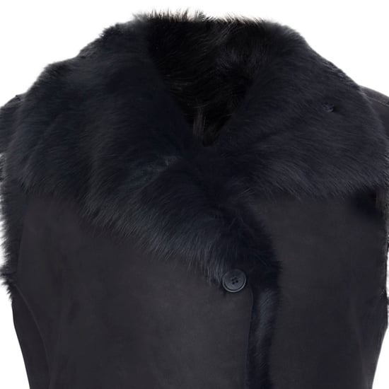 Women's Black Toscana Sheepskin Buttoned Gilet-Manama