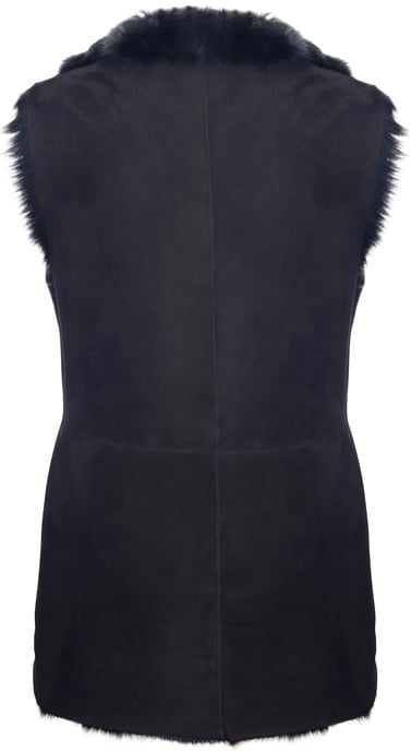Women's Black Toscana Sheepskin Buttoned Gilet-Manama