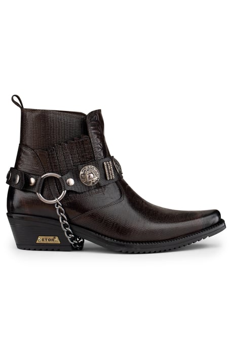 Men's Brown Leather Winklepicker Western Gothic Boots