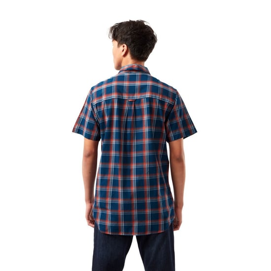 Craghoppers Mens Rafie Checked Shirt (Poseidon Blue/Orange)