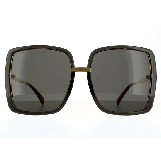 Gafas de sol grises Gucci Square para mujer con cristales y detalles en oro. - Image 1