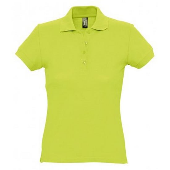 SOLS Womens/Ladies Passion Pique Short Sleeve Polo Shirt (Apple Green) - Image 1