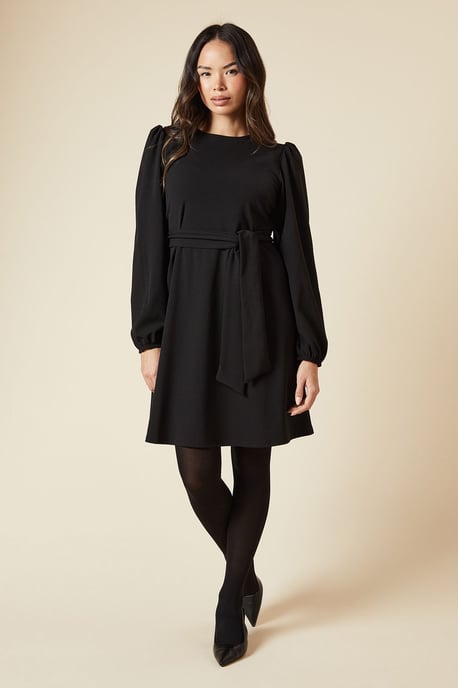 Belted Scuba Shift Mini Dress