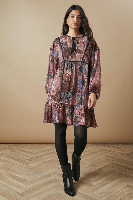 Binding Detail Chiffon Mini Dress - Image 2