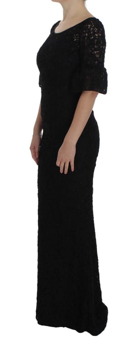 Vestido largo ajustado negro de encaje floral de Dolce & Gabbana - Image 2