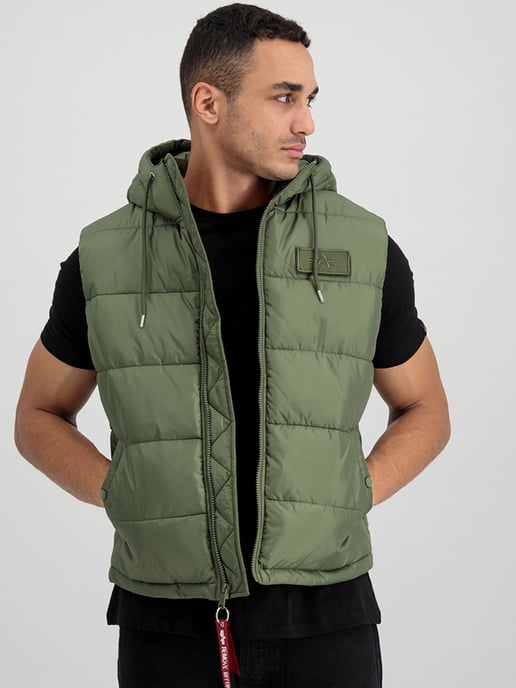 Alpha Industries Hooded Puffer Vest FD Green