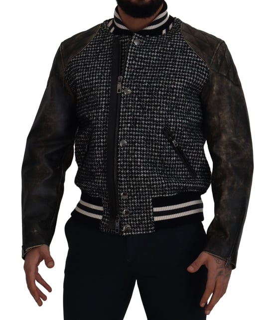 Chaqueta Bomber para Hombre de Polyester de Houndstooth Negro Dolce & Gabbana - Image 2