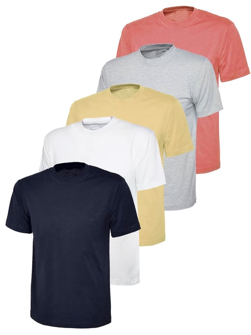 Kruze | Womens Crew Neck T-Shirts (5 Pack) - NVY/GRY/WHT/PNK/NUDE - Image 1