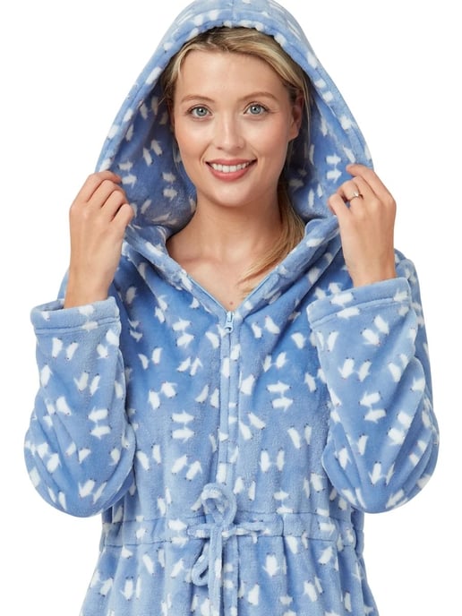Snowflake Fleece Hooded Robe