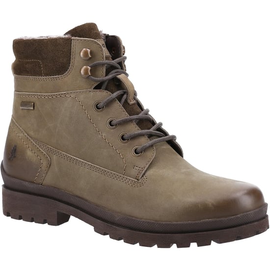 Hush Puppies Womens/Ladies Annay Leather Combat Boots (Khaki) - Image 1