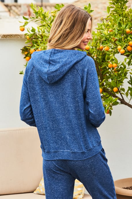 Navy Blue Super Soft Loungewear Hooded Top
