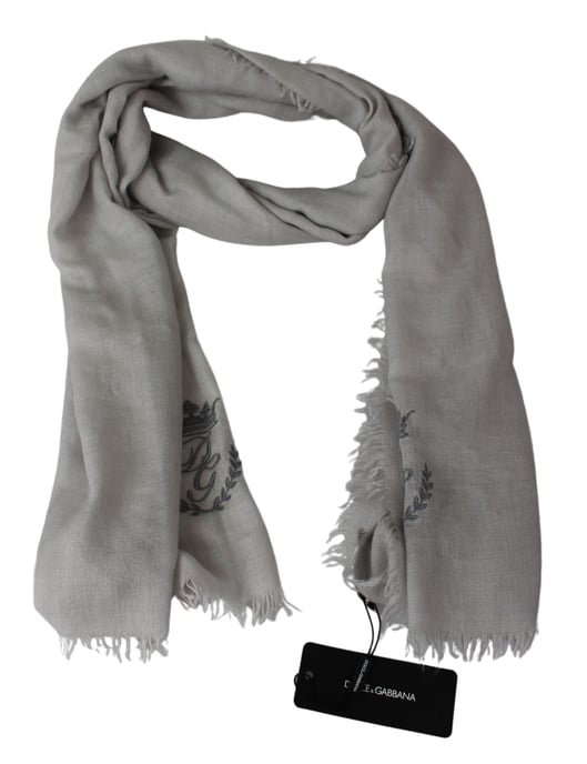 Bufanda para Hombre Dolce & Gabbana Color Blanco Roto con Bordado de Corona DG - Image 3
