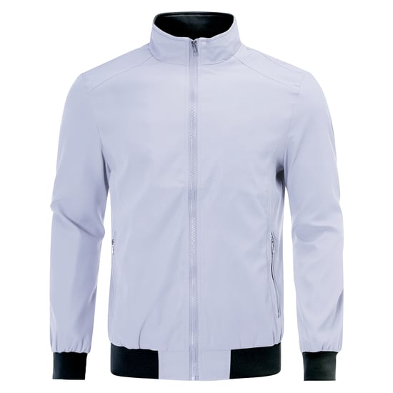 Men's Bomber Jacket with Stand-Up Collar, Transitional Jacket for Autumn, Casual Sports Jacket Light Gray - Image 1