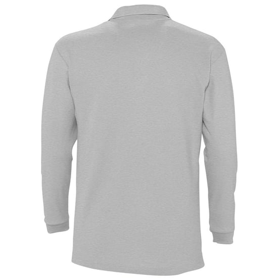 SOLS Mens Winter II Long Sleeve Pique Cotton Polo Shirt (Grey Marl) - Image 2