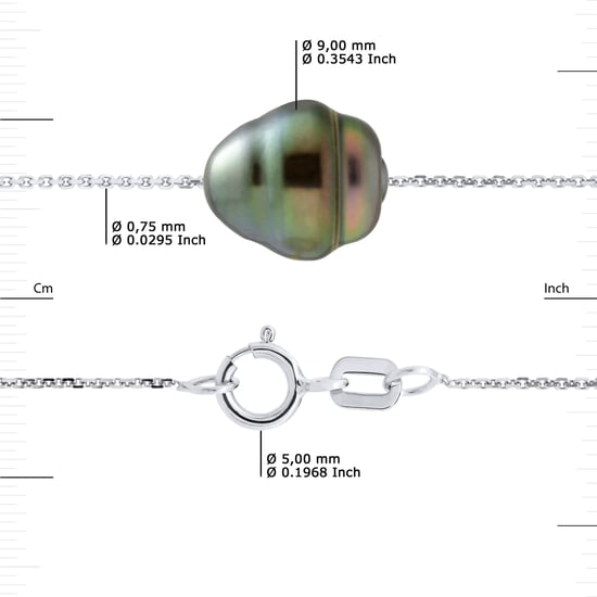 DIADEMA - Bracelet - 3 Real Tahitian Pearls - Cable Chain Diamonds