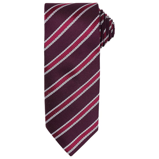 Premier Mens Stripe Waffle Tie (Burgundy/Aubergine) - Image 1