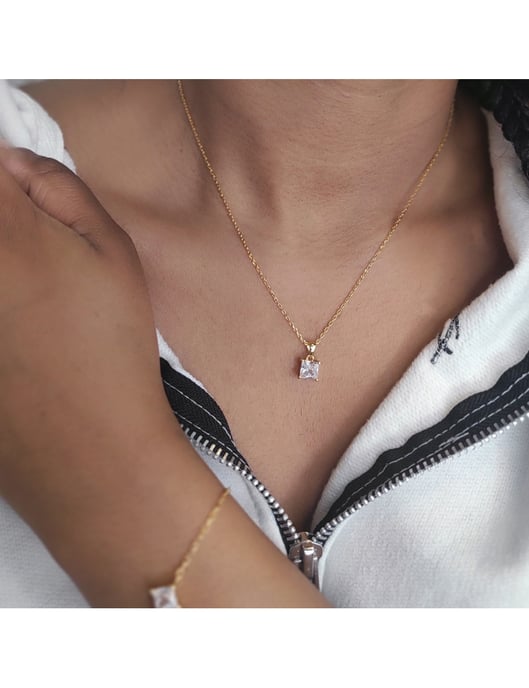 Conjunto Calle Cuadrado Simple - Oro y Cristal - Image 5