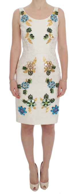 vestido de vestido de cristal brocado blanco de Dolce & Gabbana para mujer - Image 1