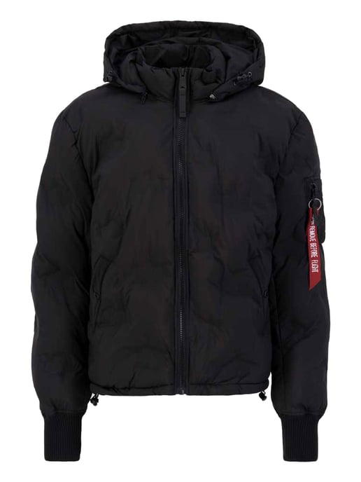 Chaqueta acolchada con capucha y logo de Alpha Industries Negra - Image 5