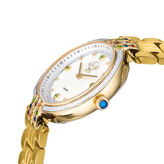 GV2 Women's  Matera 12803B Swiss Quartz Diamond White MOP  Dial Watch