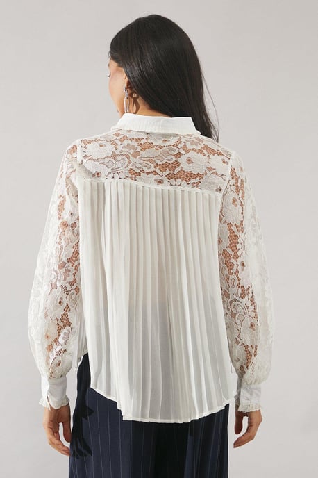 Lace Detail Collared Shirt