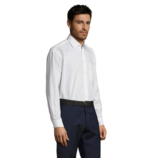 SOLS Mens Baltimore 95 Poplin Long-Sleeved Shirt (White) - Image 3