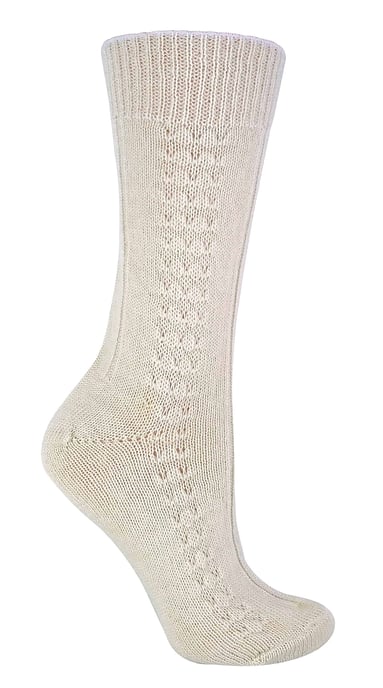 1 Par Calcetines de Cama para Mujer de Punto Suave y Ligero 100% Pura Lana - Image 1