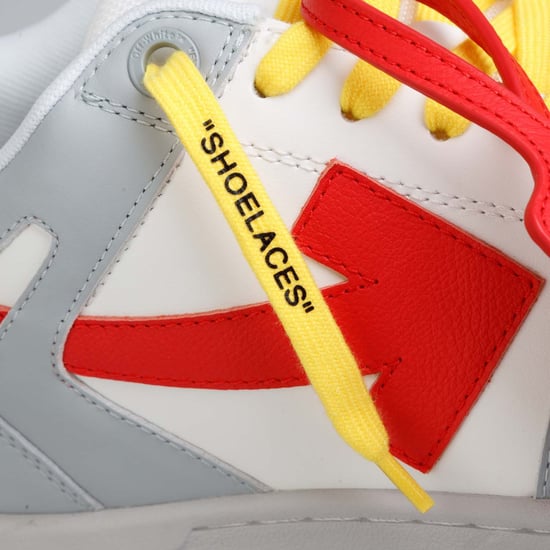 Men's Off White Out of Office Calf Leather Trainers in Grey red