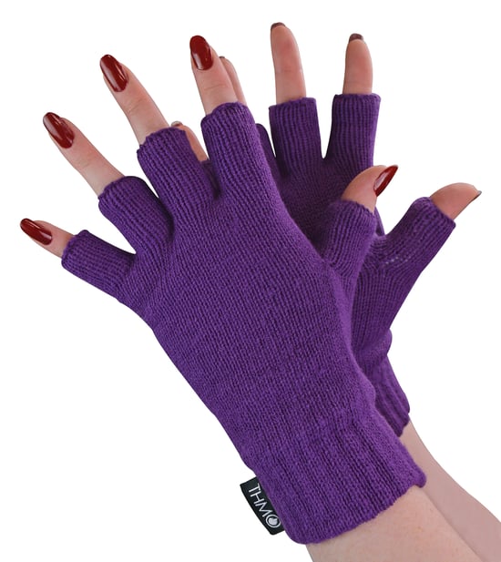 Guantes térmicos sin dedos para mujer | THMO | Guantes de invierno con forro polar suave Thinsulate para mujer - Morado - Image 1
