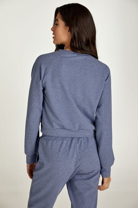 Crop Indigo Melange Sweatshirt