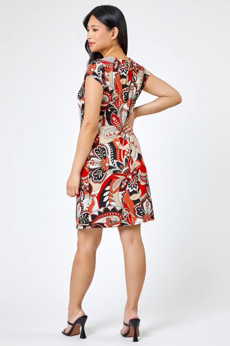 Petite Paisley Print Necklace Shift Dress