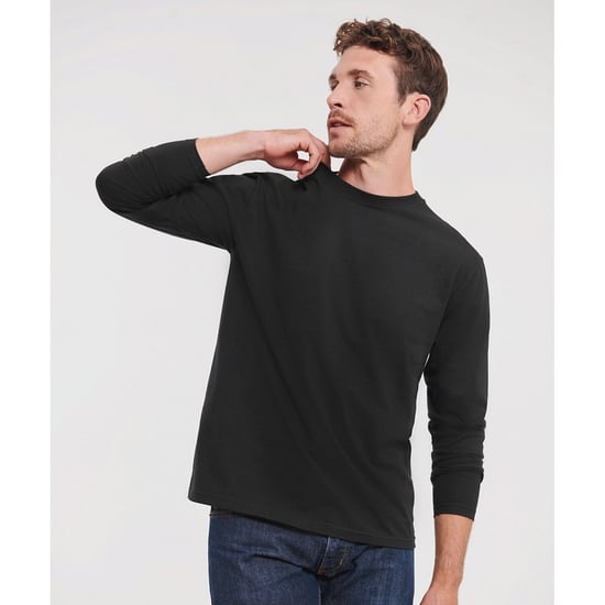 Russell Mens Classic Long-Sleeved T-Shirt (Black) - Image 2
