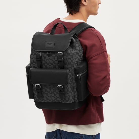 Sprint Backpack in Leather and Signature Jacquard Bag