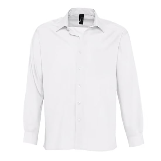 SOLS Mens Baltimore Poplin Long-Sleeved Shirt (White) - Image 1