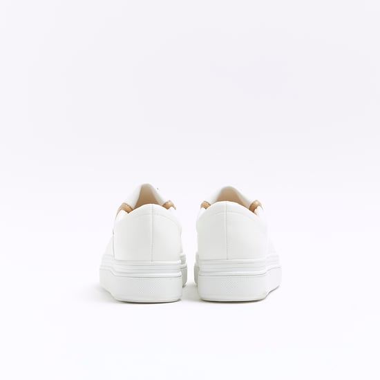 River Island Womens Trainers White Tassel Faux Leather Plimsols